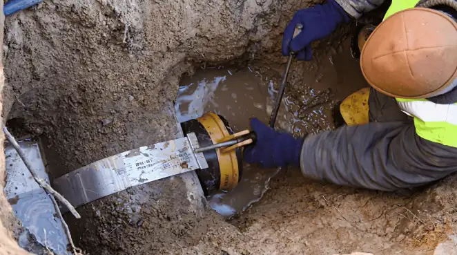 Technician performing underground drainage repair for foundation protection and gutter systems in Norfolk, VA